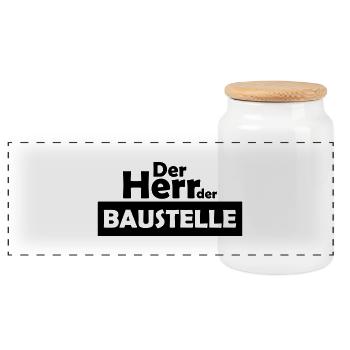 der herr der baustelle - Panorama Keksdose mit Holzdeckel - Weiß - Vorne
