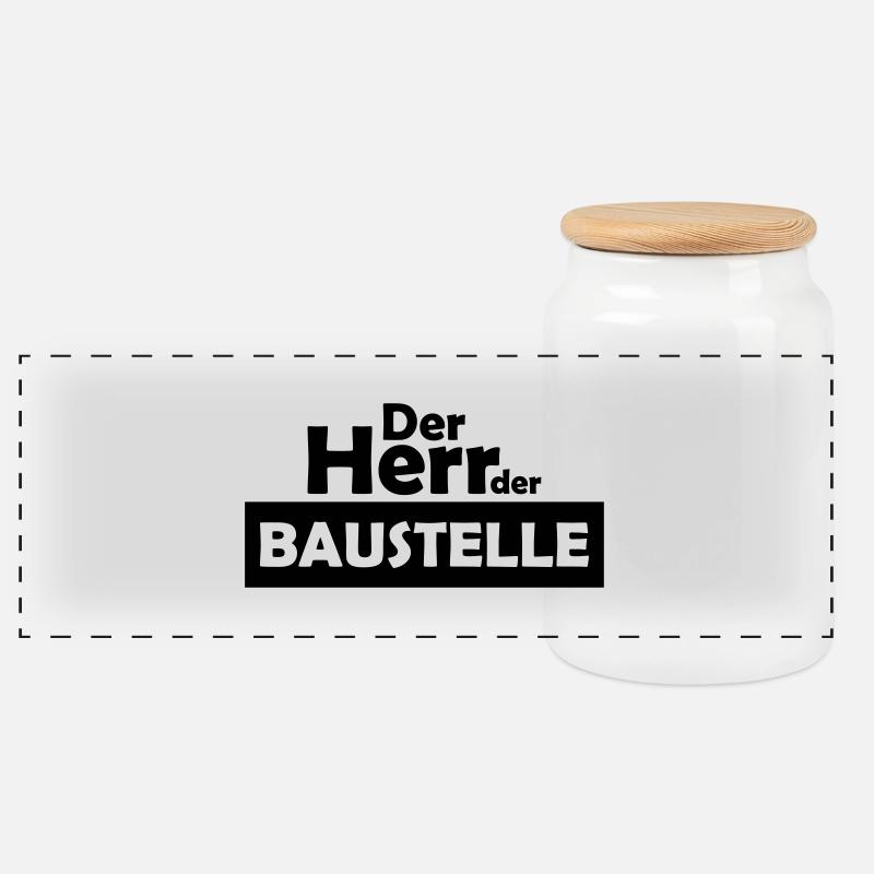 der herr der baustelle - Panorama Keksdose mit Holzdeckel - Weiß