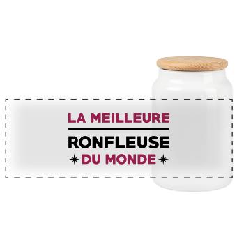 Ronfleur / Ronfleuse / Ronfler / Ronflement - Boîte à biscuits avec couvercle en bois - blanc - Devant
