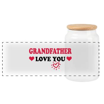 Grandfather love you - Panoramic Cookie Jar with Wooden Lid - white - Front
