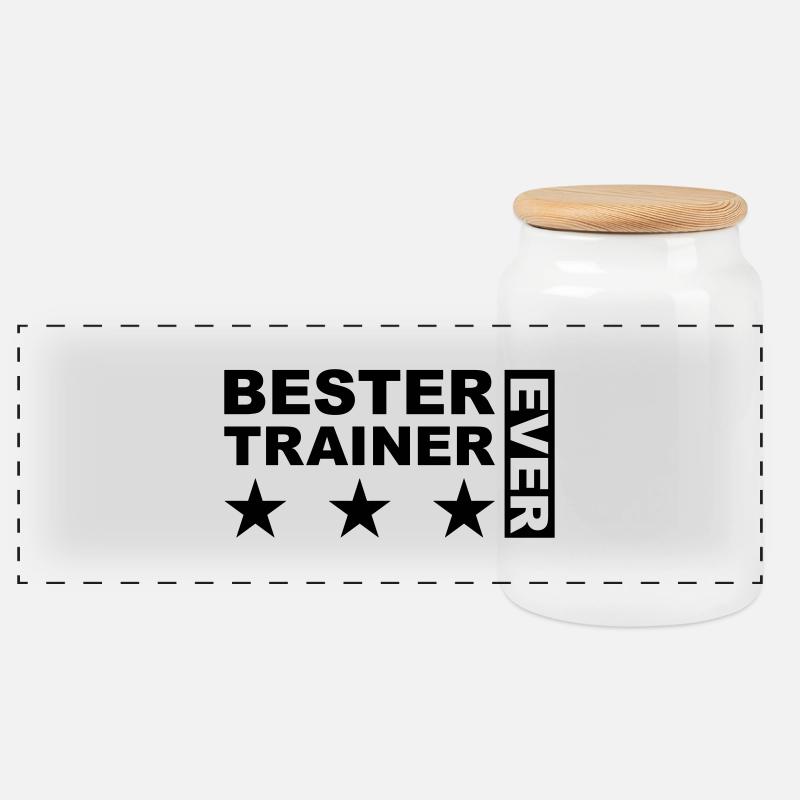 Bester Trainer - Panorama Keksdose mit Holzdeckel - Weiß