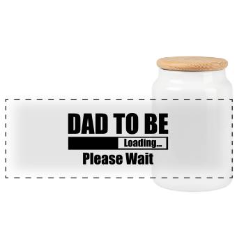 Dad To Be Loading Please Wait - Panoramic Cookie Jar with Wooden Lid - white - Front