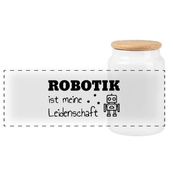 Robotics Robot Robotik Robotique Roboter - Panoramic Cookie Jar with Wooden Lid - white - Front