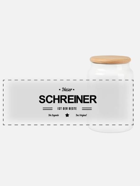 Bester Schreiner - Panorama Keksdose mit Holzdeckel - Weiß