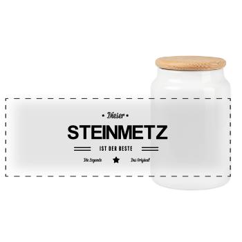 Bester Steinmetz - Panorama Keksdose mit Holzdeckel - Weiß - Vorne