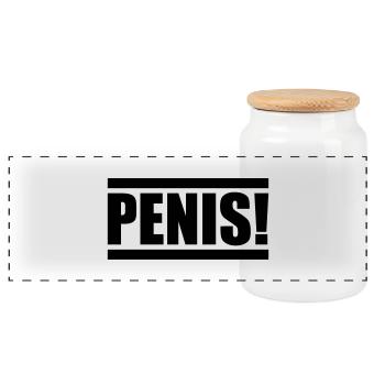 penis design - Panorama Keksdose mit Holzdeckel - Weiß - Vorne