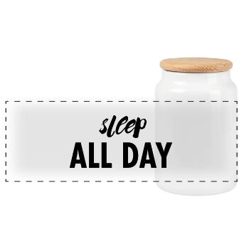 SLEEP ALL DAY - Boîte à biscuits avec couvercle en bois - blanc - Devant
