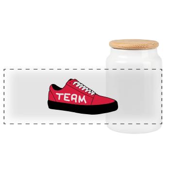 sneaker__team - Panoramic Cookie Jar with Wooden Lid - white - Front