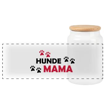 hunde_mama_002 - Panorama Keksdose mit Holzdeckel - Weiß - Vorne