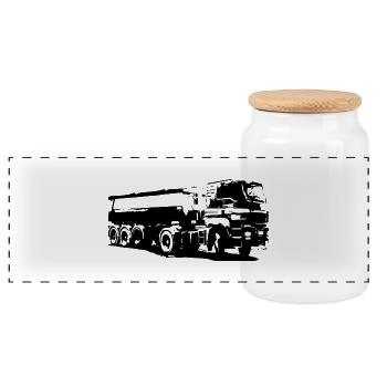 Camion - Boîte à biscuits avec couvercle en bois - blanc - Devant