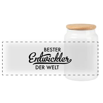 Bester Entwickler der Welt - Panorama Keksdose mit Holzdeckel - Weiß - Vorne