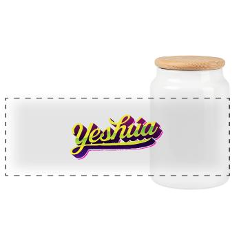 Yeshúa - Urban Lettering Style - Panoramic Cookie Jar with Wooden Lid - white - Front