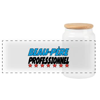 Beau-Père PROFESSIONNEL - Boîte à biscuits avec couvercle en bois - blanc - Devant