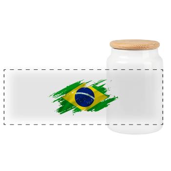 Brazil - Panoramic Cookie Jar with Wooden Lid - white - Front