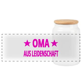 Oma - Panorama Keksdose mit Holzdeckel - Weiß - Vorne