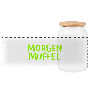 Morgenmuffel - Panorama Keksdose mit Holzdeckel - Weiß - Vorne