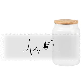 Pêche au rythme cardiaque - Boîte à biscuits avec couvercle en bois - blanc - Devant