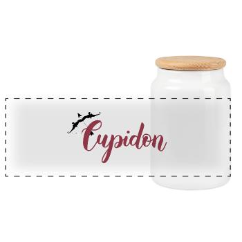 Cupid - Panoramic Cookie Jar with Wooden Lid - white - Front