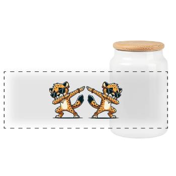 Gepard DAB Bande dessinée 2 - Boîte à biscuits avec couvercle en bois - blanc - Devant