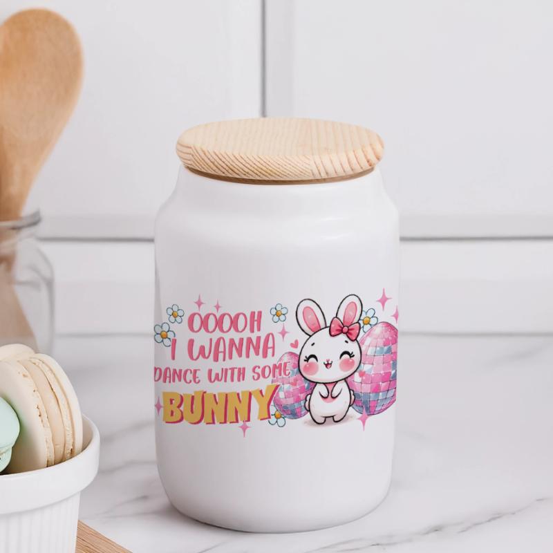 Easter Easter Bunny Easter Eve Easter Sunday Easter Egg Spring Panoramic Cookie Jar with Wooden Lid