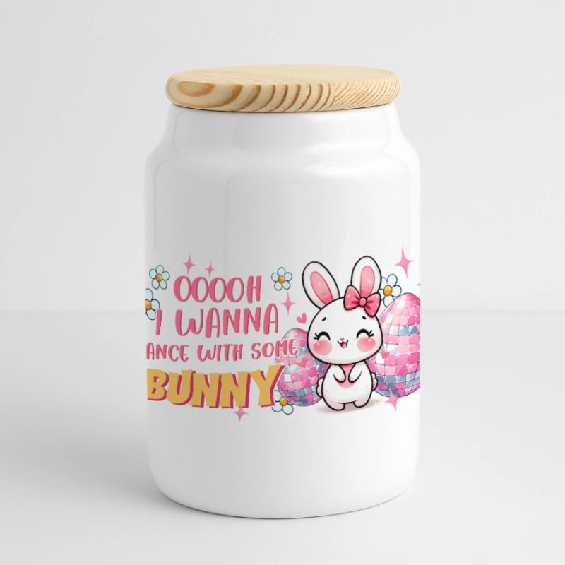 Easter Easter Bunny Easter Eve Easter Sunday Easter Egg Spring Panoramic Cookie Jar with Wooden Lid