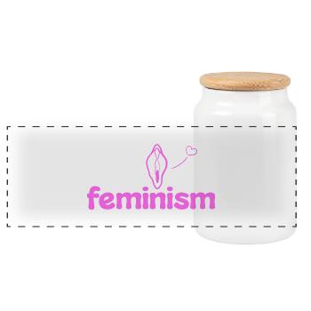 Feminismus - Panorama Keksdose mit Holzdeckel - Weiß - Vorne