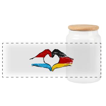 Luxembourg Allemagne Drapeau Mains Coeur Forme Utilisé - Boîte à biscuits avec couvercle en bois - blanc - Devant