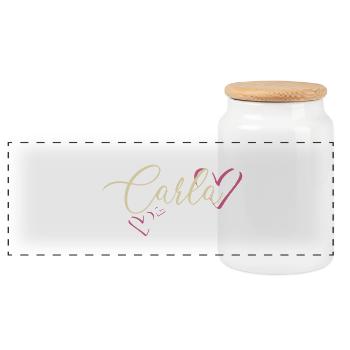 Carla Nom Prénom Calligraphie Coeur - Boîte à biscuits avec couvercle en bois - blanc - Devant