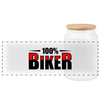 Motard Motard - Boîte à biscuits avec couvercle en bois - blanc - Devant