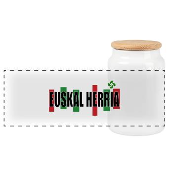 Basque Country - Panoramic Cookie Jar with Wooden Lid - white - Front
