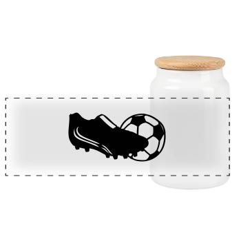 fussball+schuh - Panorama Keksdose mit Holzdeckel - Weiß - Vorne
