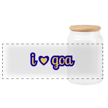 I Love Goa Heart Design - Panoramic Cookie Jar with Wooden Lid - white - Front