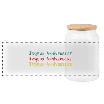 JOYEUX ANNIVERSAIRE. HAPPY BIRTHDAY. ANNIVERSAIRE. - Boîte à biscuits avec couvercle en bois - blanc - Devant