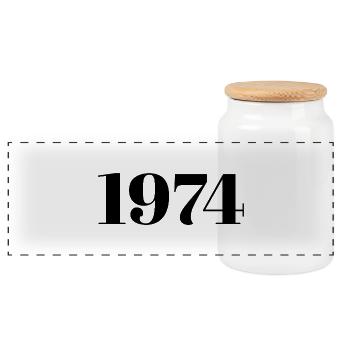1974 Vintage 1974 Retro 1974 Jubiläum 1974 - Panorama Keksdose mit Holzdeckel - Weiß - Vorne