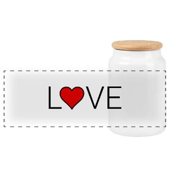 Love - Panoramic Cookie Jar with Wooden Lid - white - Front