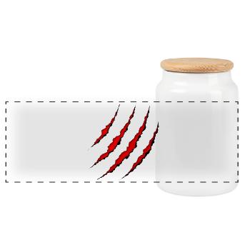 Scratch marks Wolf claw - Panoramic Cookie Jar with Wooden Lid - white - Front