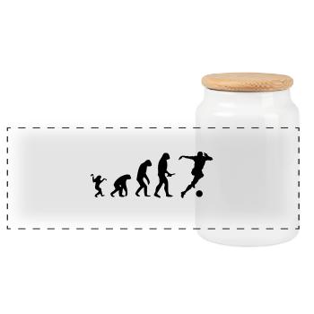 Evolution de l'homme au footballeur - Boîte à biscuits avec couvercle en bois - blanc - Devant