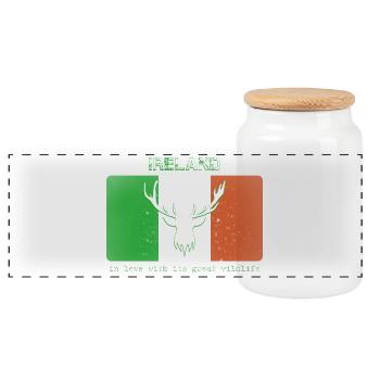 IRELAND WILDLIFE Flag Ireland - Panoramic Cookie Jar with Wooden Lid - white - Front