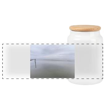 Stiller Meeresufer mit Himmelreflexion - Panorama Keksdose mit Holzdeckel - Weiß - Vorne