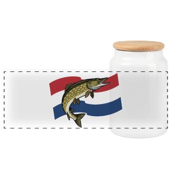 Hecht Angeln Niederlande Holland - Panorama Keksdose mit Holzdeckel - Weiß - Vorne