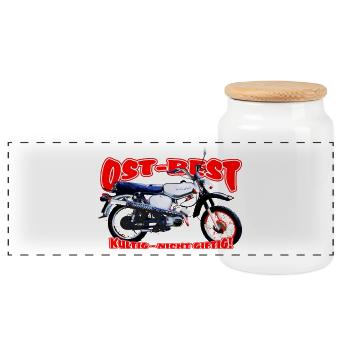 Simson S51 Enduro - Panorama Keksdose mit Holzdeckel - Weiß - Vorne