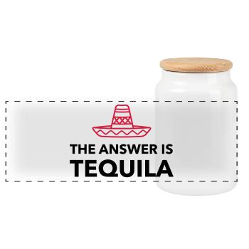 The answer is Tequila - Panoramic Cookie Jar with Wooden Lid - white - Front