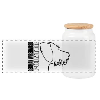 GERMAN WIREHAIRED POINTER PROFIL - Panorama Keksdose mit Holzdeckel - Weiß - Vorne