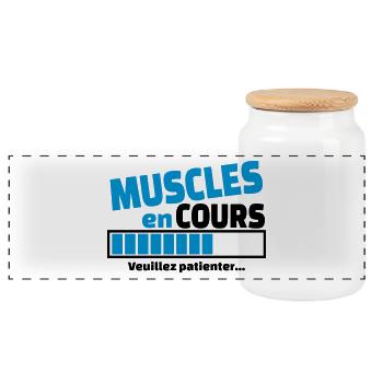 muscles en cours veuillez patienter - Boîte à biscuits avec couvercle en bois - blanc - Devant