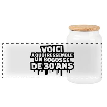 voici à quoi ressemble un bogosse de 30 ans - Boîte à biscuits avec couvercle en bois - blanc - Devant