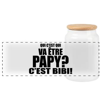 qui c'est qui va être papy?c'est ! - Boîte à biscuits avec couvercle en bois - blanc - Devant