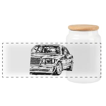 W126 Dirty Vintage Style - Panorama Keksdose mit Holzdeckel - Weiß - Vorne