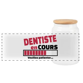 dentiste en cours - Boîte à biscuits avec couvercle en bois - blanc - Devant