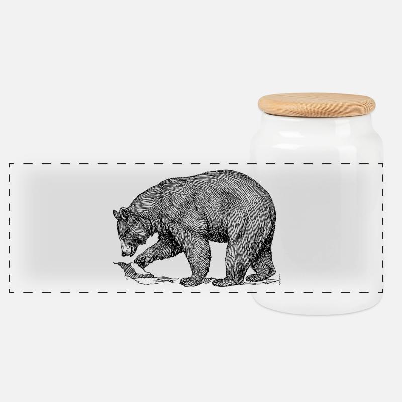 teddybaer teddy baer grizzly braunbaer schwarzbaer - Panorama Keksdose mit Holzdeckel - Weiß