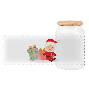 cadeaux bébé - Boîte à biscuits avec couvercle en bois - blanc - Devant